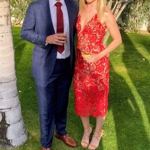 Dress The Population Red Lace Dress - Size Small